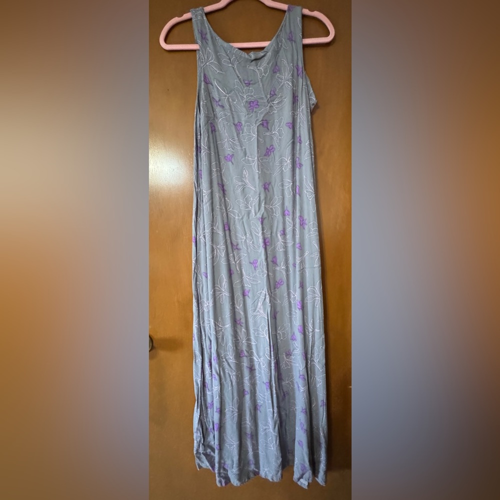 Fighting Eel x Sig Zane Gray and Purple Floral Maxi Dress
